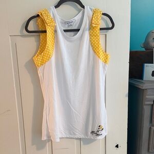 Disney White Tank Top with Yellow Polka Dot Straps